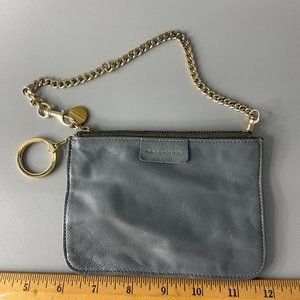 Rabeanco Gray Glove Leather Gold Chain Wristlet Purse